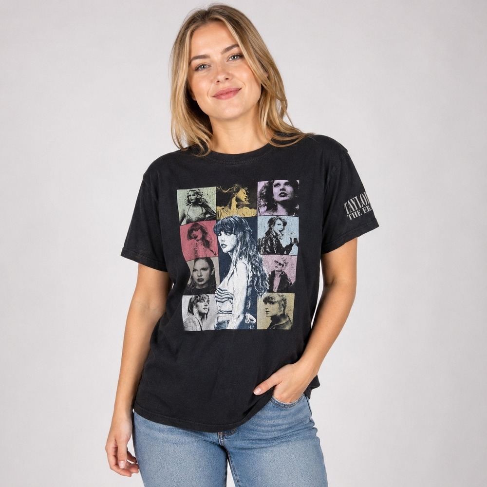 Taylor Swift The Eras Tour Black Graphic Concert T Shirt Medium 2023